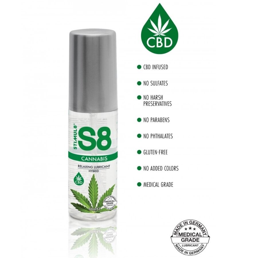 STIMUL8 - S8 LUBRIFICANTE IBRIDO ALLA CANNABIS 50 ML - STIMUL8 | Lingerie Harness Boutique