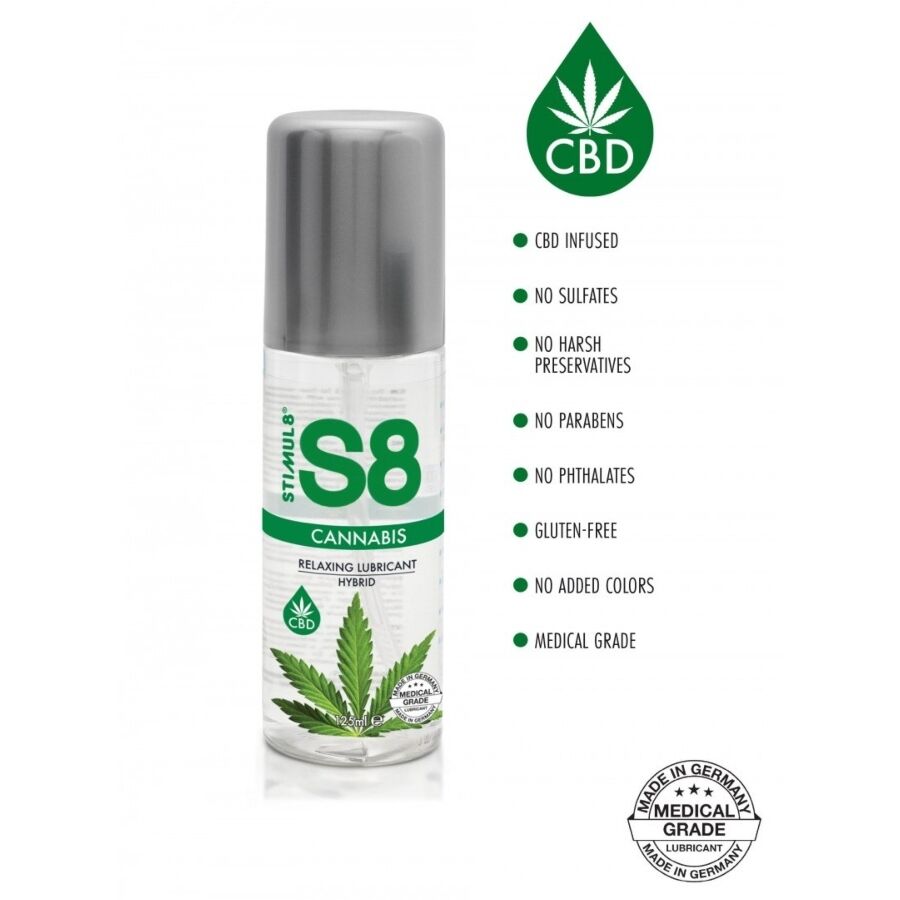 STIMUL8 - S8 LUBRIFICANTE IBRIDO ALLA CANNABIS 125 ML - STIMUL8 | Lingerie Harness Boutique