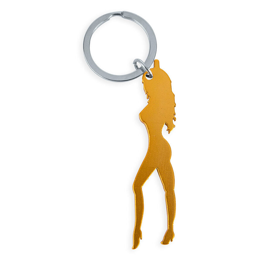 DIABLO PICANTE - PORTACHIAVI CON SILHOUETTE FEMMINILE COLOR ORO CON APRIBIRRA - DIABLO PICANTE | Lingerie Harness Boutique