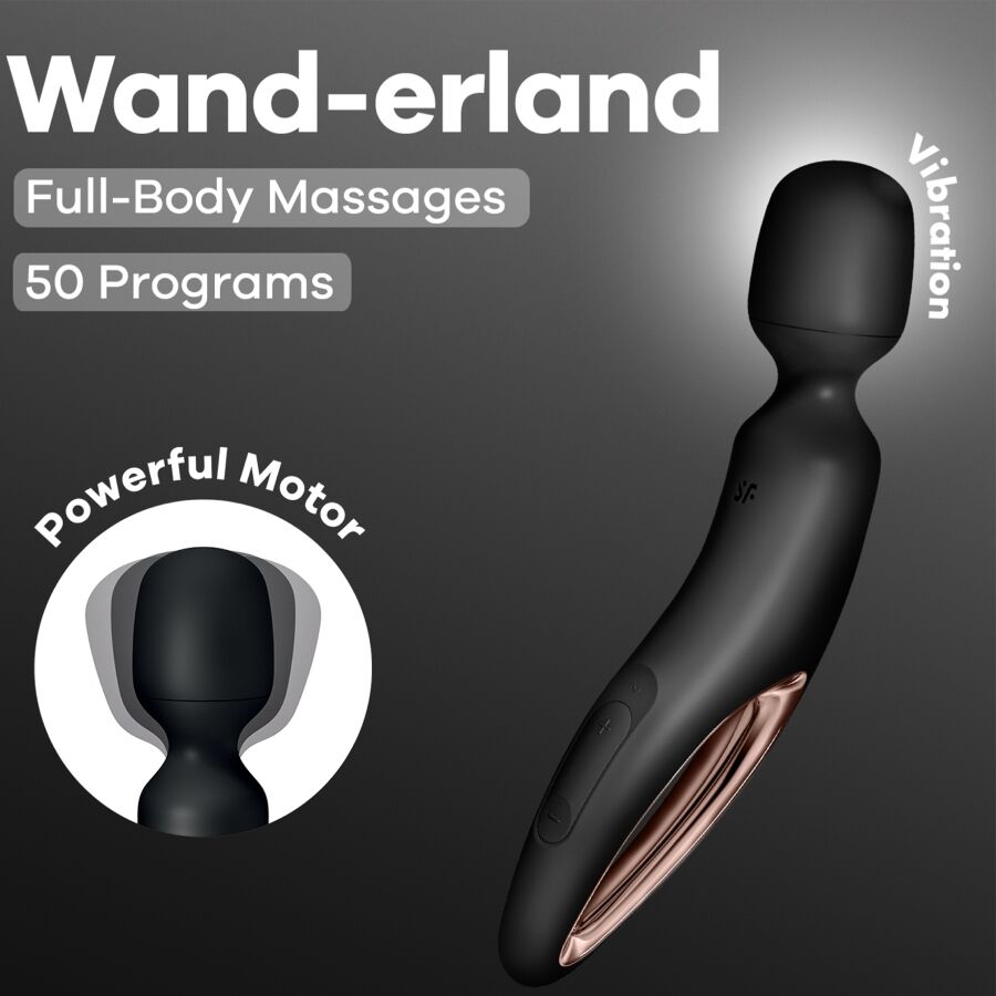 SATISFYER - WAND ERLAND MASSAGGIATORE VIBRANTE NERO - SATISFYER WAND | Lingerie Harness Boutique