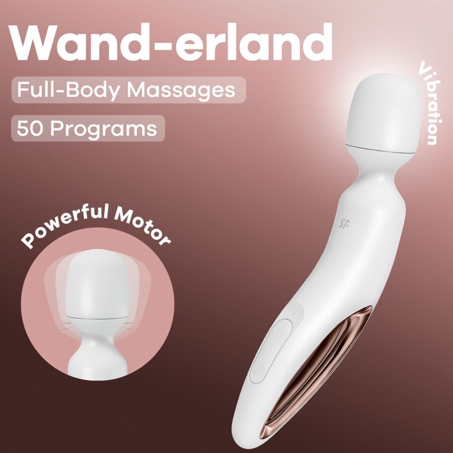 SATISFYER - BACCHETTA ERLAND MASSAGGIATORE VIBRANTE BIANCO - SATISFYER WAND | Lingerie Harness Boutique