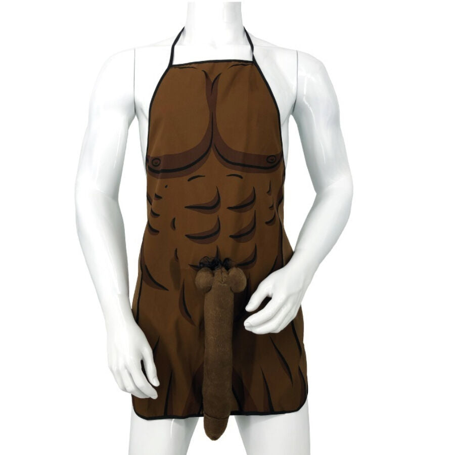 DIABLO PICANTE - GREMBIULE MUSCOLARE CON PENE 3D IN TONO MARRONE - DIABLO PICANTE | Lingerie Harness Boutique