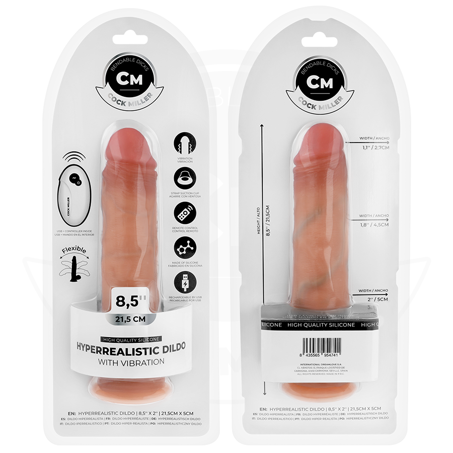 COCK MILLER - DILDO REALISTICO CON VENTOSA E VIBRAZIONE CON TELECOMANDO 21,5 CM - COCK MILLER | Lingerie Harness Boutique