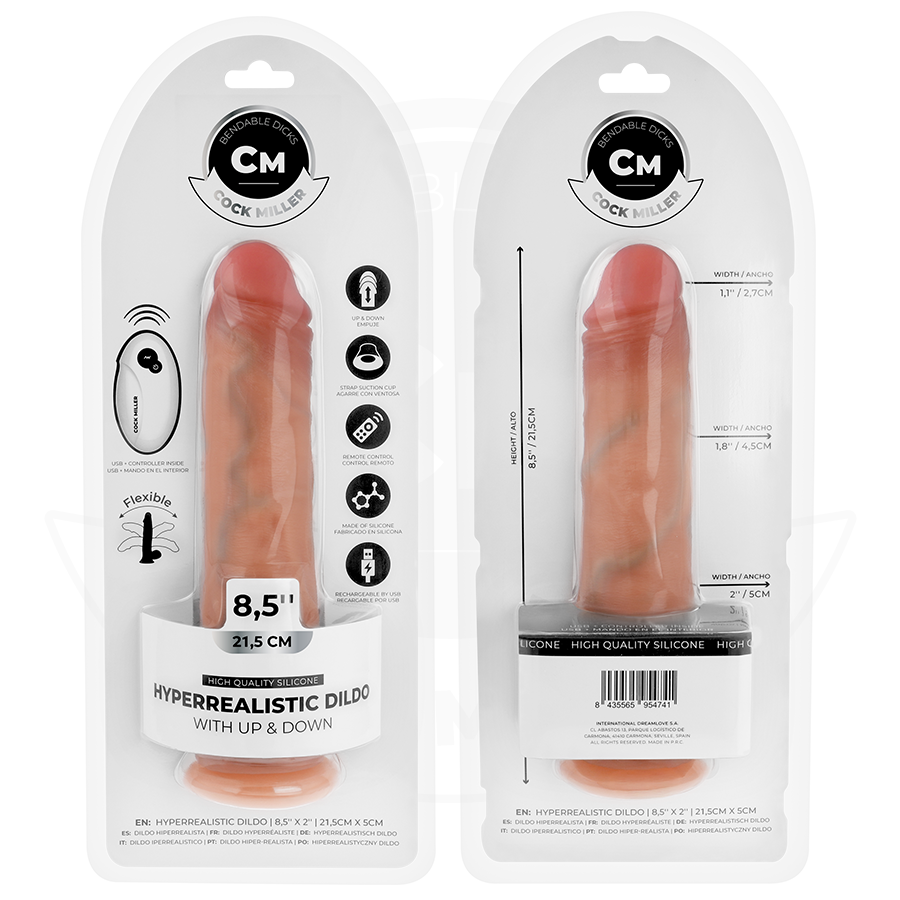 COCK MILLER - DILDO IPERREALISTICO CON VENTOSA E SPINTA CON TELECOMANDO 21,5 CM - COCK MILLER | Lingerie Harness Boutique