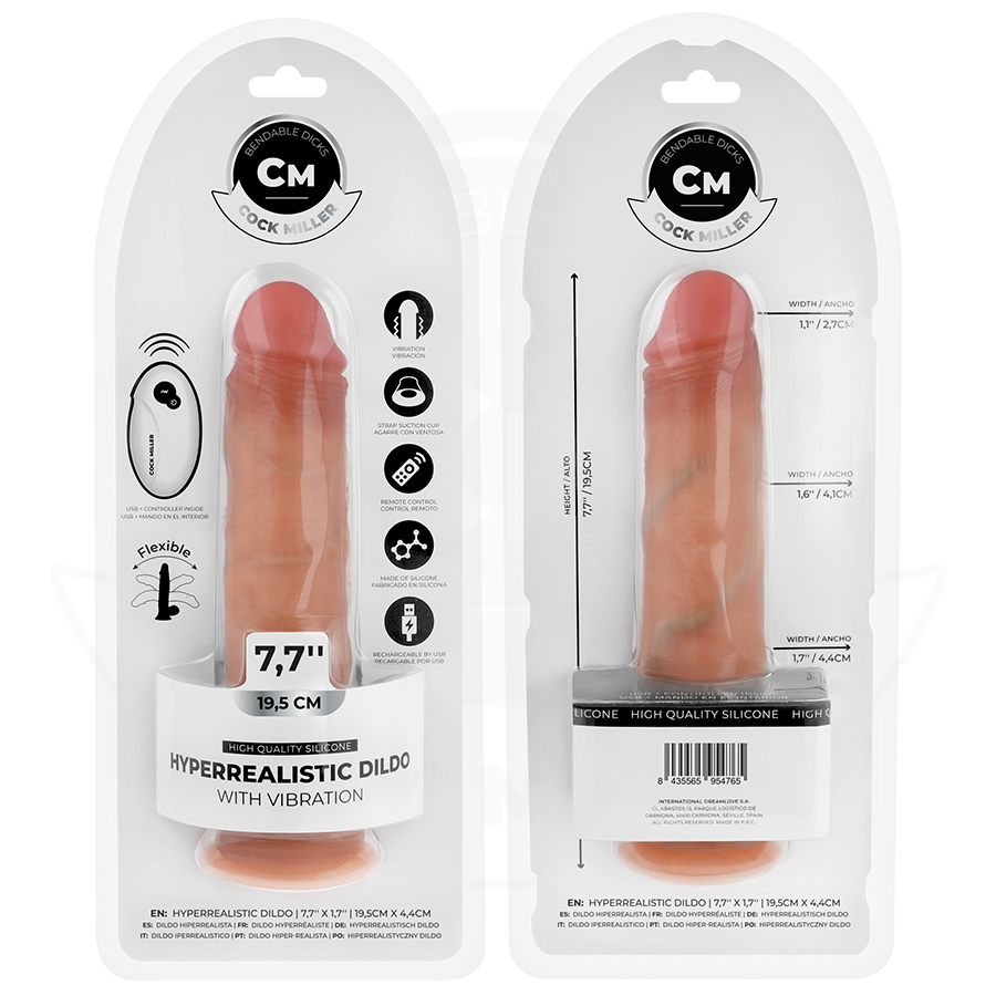 COCK MILLER - DILDO REALISTICO CON VENTOSA E VIBRAZIONE TELECOMANDO 19,5 CM - COCK MILLER | Lingerie Harness Boutique