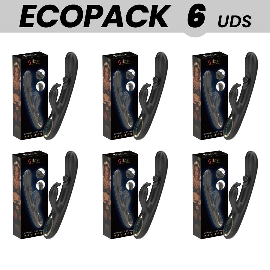 ECOPACKS 6 UNITÀ - IBIZA POTENTE VIBRATORE RABBIT CON PERLA ROTANTE MASSAGGIANTE - IBIZA TECHNOLOGY | Lingerie Harness Boutique