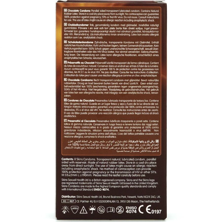 SKINS - PRESERVATIVI PREMIUM AL CIOCCOLATO CONFEZIONE DA 8 - SKINS | Lingerie Harness Boutique