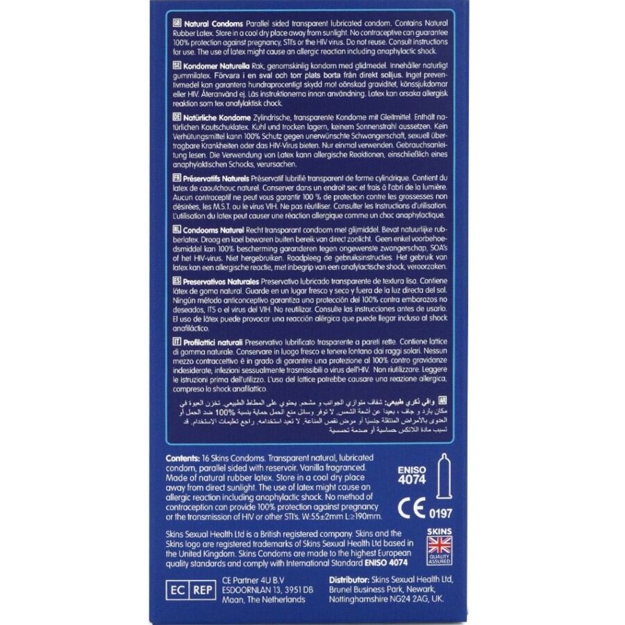 SKINS - PRESERVATIVI NATURALI PREMIUM CONFEZIONE DA 16 - SKINS | Lingerie Harness Boutique