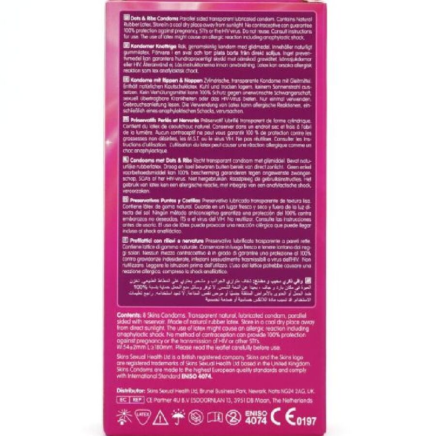 SKINS - DOTS & RIBS PREMIUM CONDOMS CONFEZIONE DA 8 - SKINS | Lingerie Harness Boutique