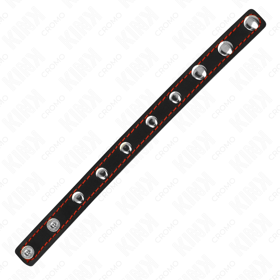 KINK - ANELLO PER PENE IN PELLE CON CHIUSURA A PRESSIONE FODERA ROSSA 21 X 1,5 CM - KINK RING POWER | Lingerie Harness Boutique