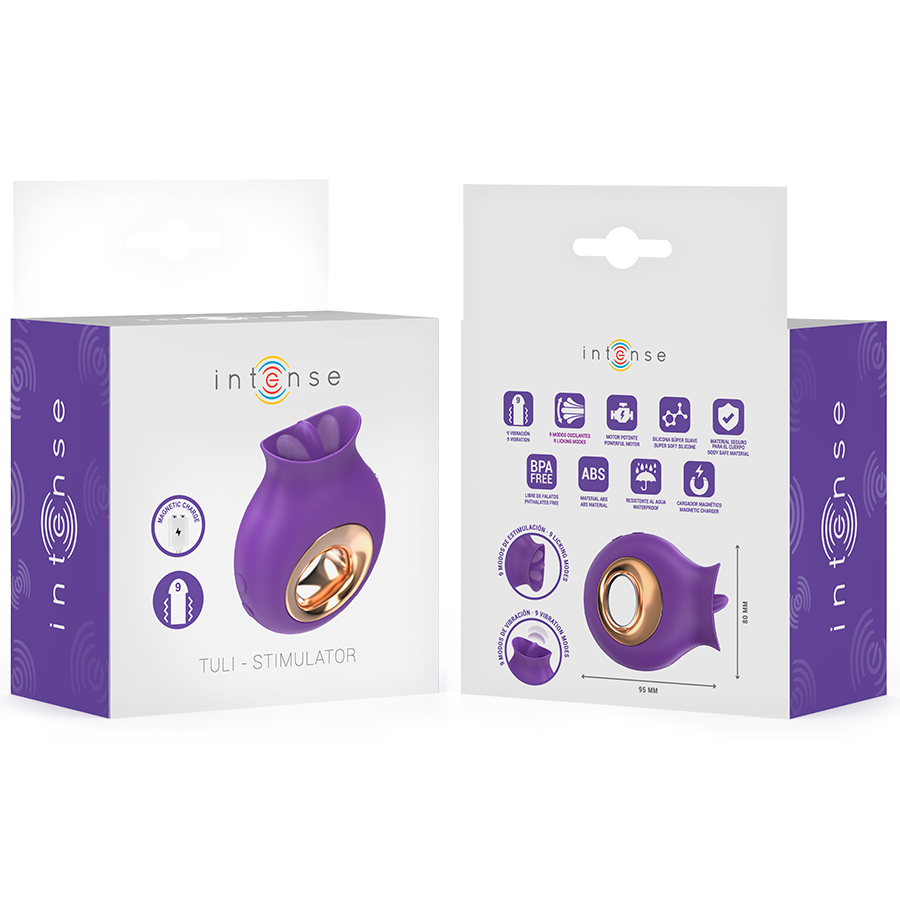 INTENSE - STIMOLATORE CLITORIDEO TULI 9 VIBRAZIONI E 9 OSCILLAZIONI VIOLA - INTENSE FUN | Lingerie Harness Boutique