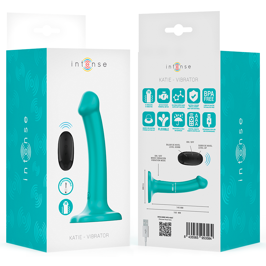 INTENSE - KATIE VIBRATORE CON VENTOSA 10 VIBRAZIONI TELECOMANDO BLU - INTENSE FUN | Lingerie Harness Boutique