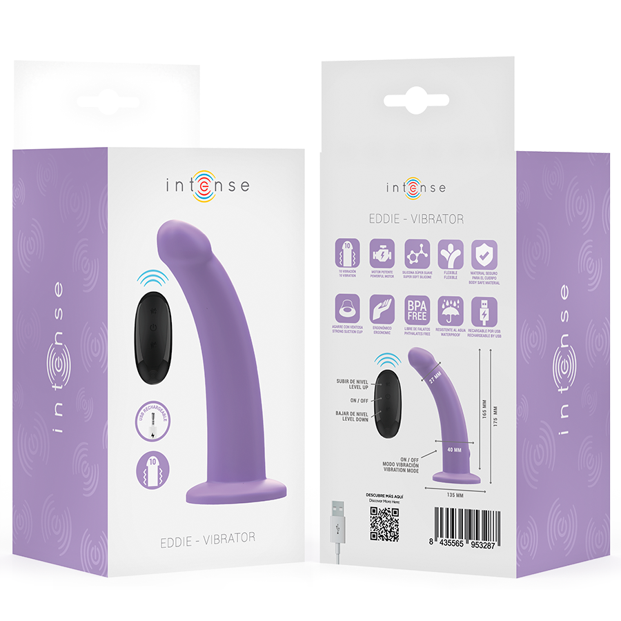 INTENSE - VIBRATORE EDDIE 17,5 CM 10 VIBRAZIONI VIOLA TELECOMANDO - INTENSE FUN | Lingerie Harness Boutique