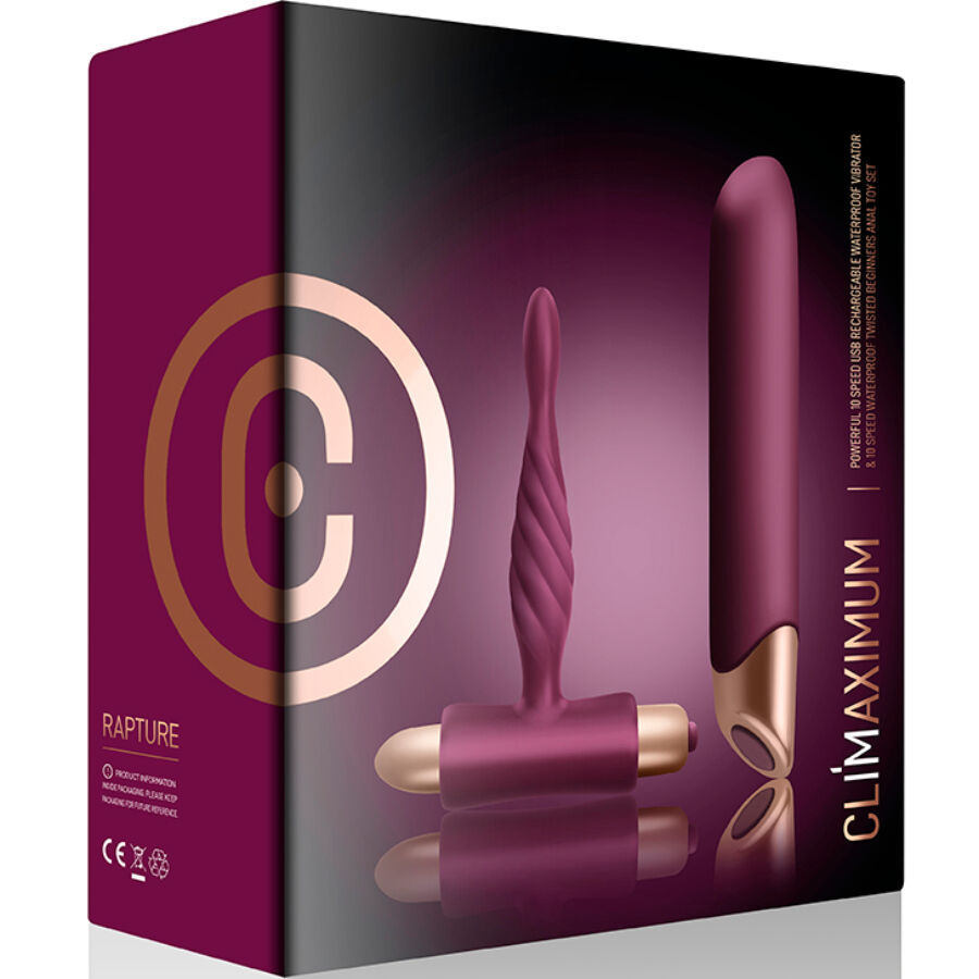 CLIMAXIMUM - KIT RAPTURE VIBRATORE CLASSICO + PLUG ANALE PER PRINCIPIANTI - CLIMAXIMUM | Lingerie Harness Boutique