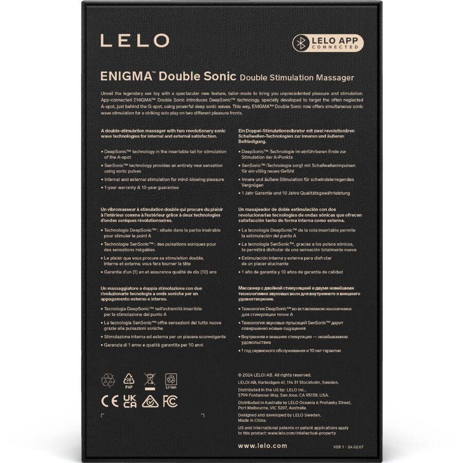 LELO - ENIGMA DOUBLE SONIC VIBRATOR POINT G CYBER PURPLE - LELO | Lingerie Harness Boutique