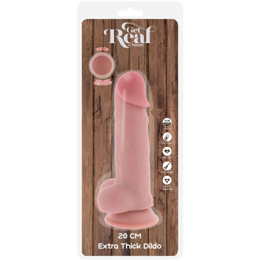 GET REAL - PENE REALISTICO DELUXE CON TESTICOLI EXTRA SPESSI 20 CM - GET REAL | Lingerie Harness Boutique