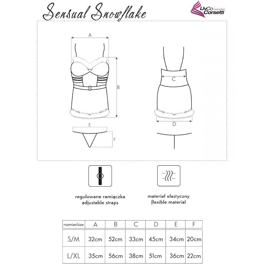 LIVCO CORSETTI FASHION - SENSUAL SNOWFLAKE LC 90603 CHRISTMAS CHEMISE + PERIZOMA + FASCIA PER CAPELLI S/M - LIVCO CORSETTI SETS | Lingerie Harness Boutique
