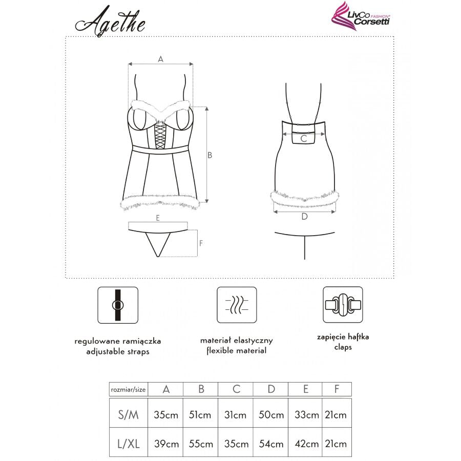 LIVCO CORSETTI FASHION - AGETHE LC 90607 CHEMISE + PERIZOMA + CAPPELLO DI NATALE L/XL - LIVCO CORSETTI SETS | Lingerie Harness Boutique