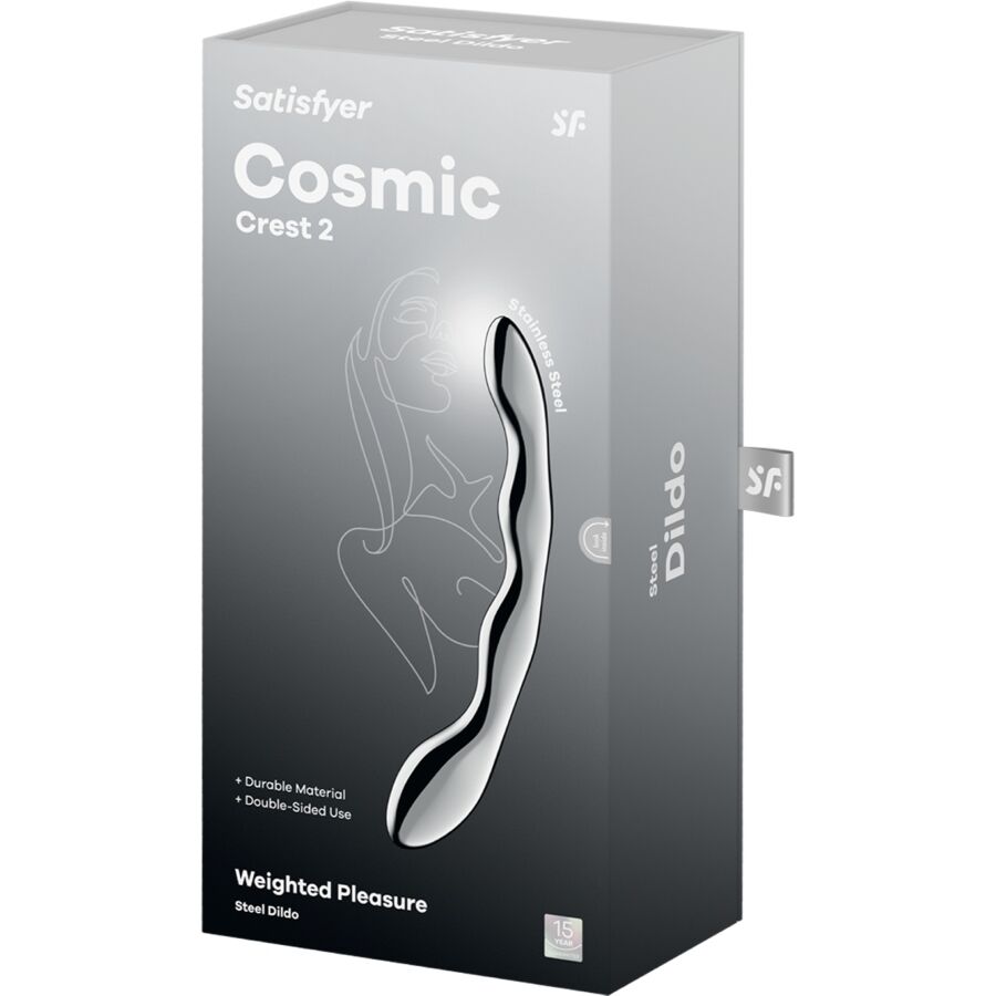 SATISFYER - DILDO A DOPPIA ESTREMITÀ IN ACCIAIO INOX COSMIC CREST 2 - SATISFYER DILDO | Lingerie Harness Boutique