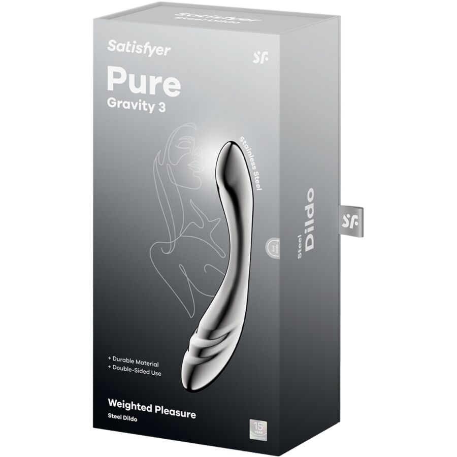 SATISFYER - DILDO A DOPPIA ESTREMITÀ IN ACCIAIO INOX PURE GRAVITY 3 - SATISFYER DILDO | Lingerie Harness Boutique