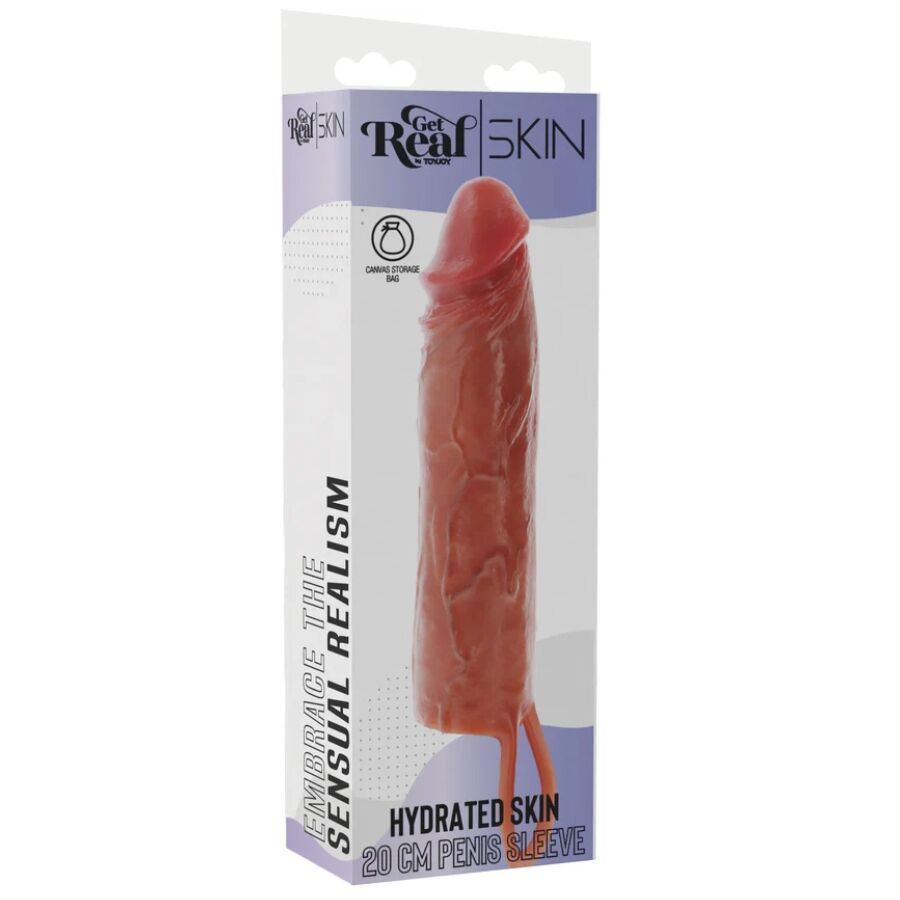 GET REAL - HYDRATED SKIN GUAINA PER PENE IN SILICONE CARAMELLO 20 CM - GET REAL | Lingerie Harness Boutique