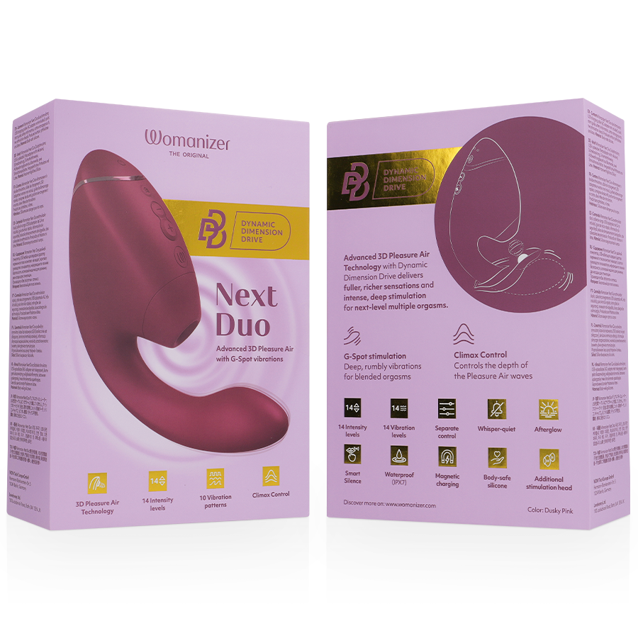 WOMANIZER - DUO NEXT STIMOLATORE DOPPIO CLITORIDEO E PUNTO G ROSA SCURO - WOMANIZER | Lingerie Harness Boutique