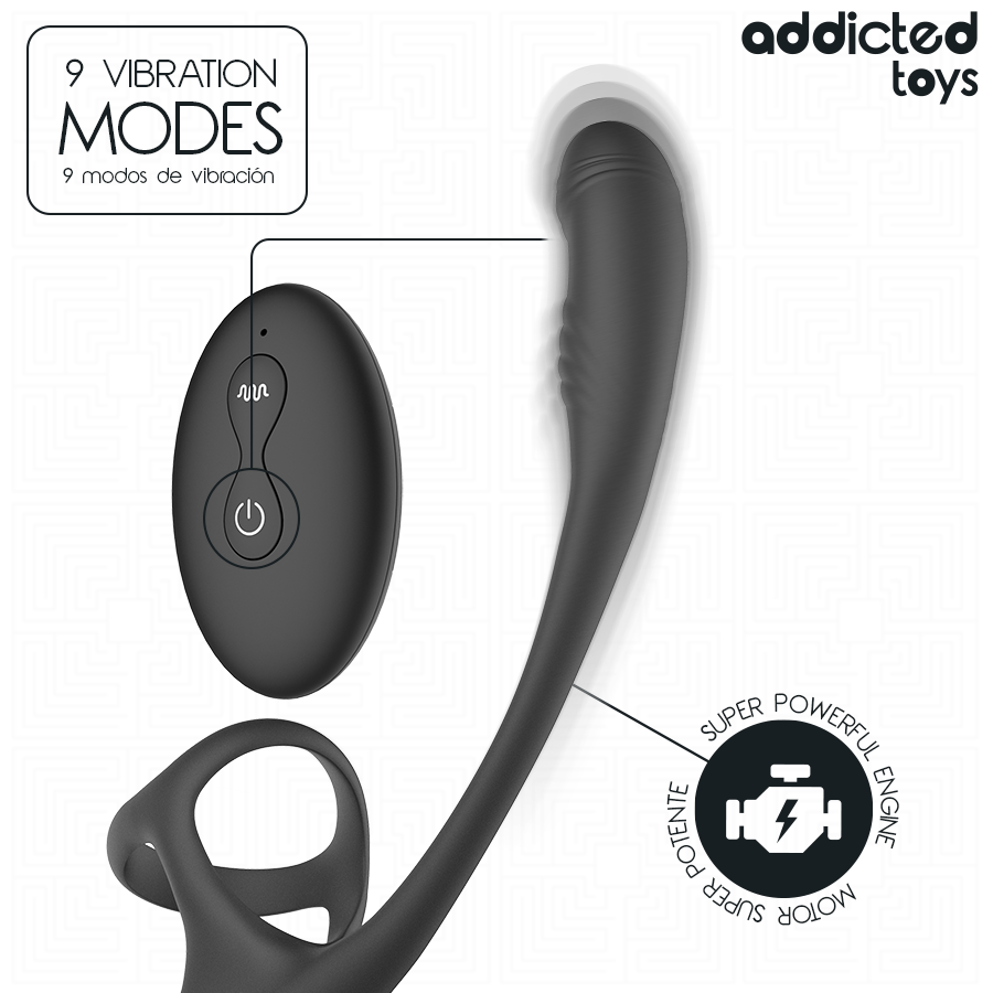 ADDICTED TOYS - PLUG ANALE CON VIBRAZIONE E OSCILLAZIONE A 360º E STIMOLATORE DEI TESTICOLI - ADDICTED TOYS | Lingerie Harness Boutique