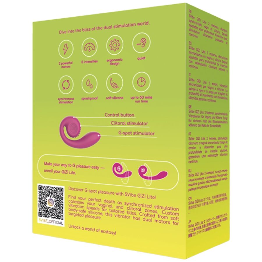 SNAIL VIBE - VIBRATORE ROSA GIZI LITE DOPPIO PUNTO G E CLITORIDEO - SNAIL VIBE | Lingerie Harness Boutique