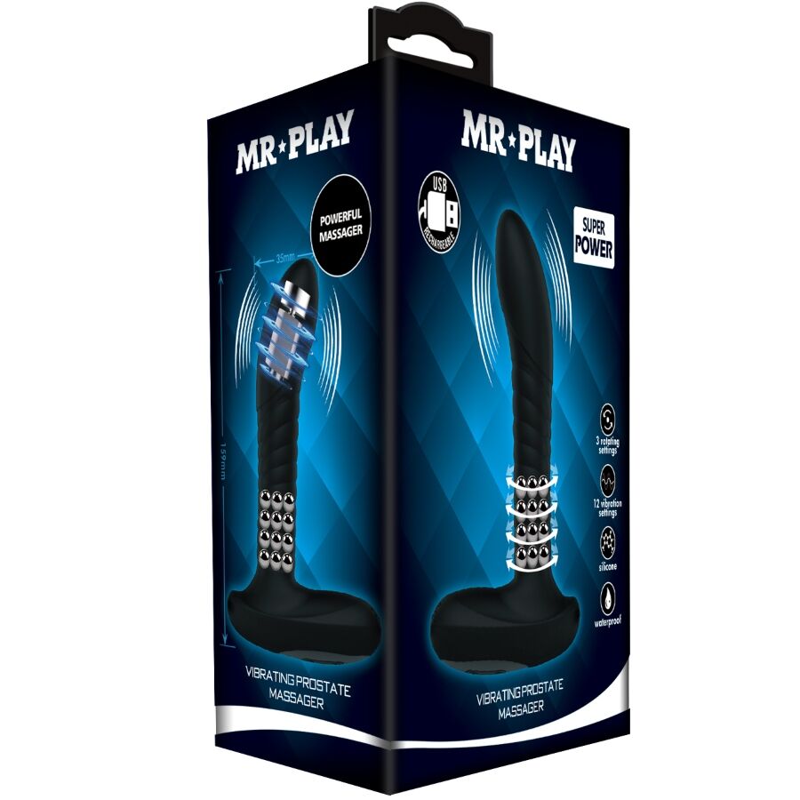 MR PLAY - MASSAGGIATORE PROSTATICO CON ROTAZIONE E VIBRAZIONE - MR PLAY | Lingerie Harness Boutique