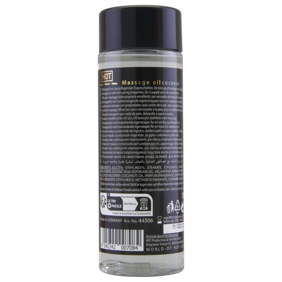 HOT - OLIO DA MASSAGGIO AL COCCO 100 ML - HOT | Lingerie Harness Boutique