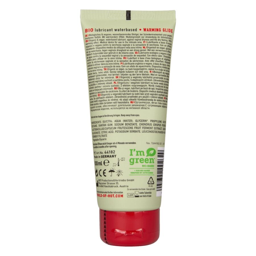 HOT - LUBRIFICANTE BIO A BASE D'ACQUA RISCALDANTE 100 ML - HOT | Lingerie Harness Boutique