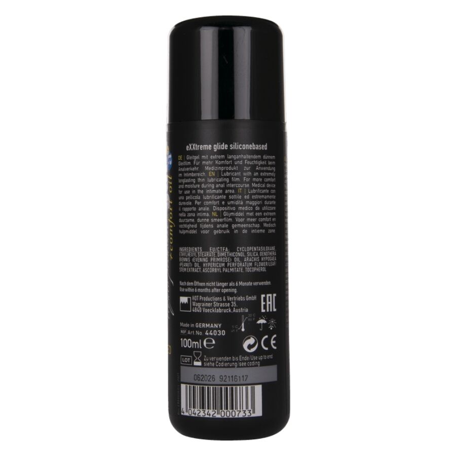 HOT - EXXTREME GLIDE LUBRIFICANTE A BASE DI SILICONE + OLIO COMFORT A+ 100 ML - HOT | Lingerie Harness Boutique