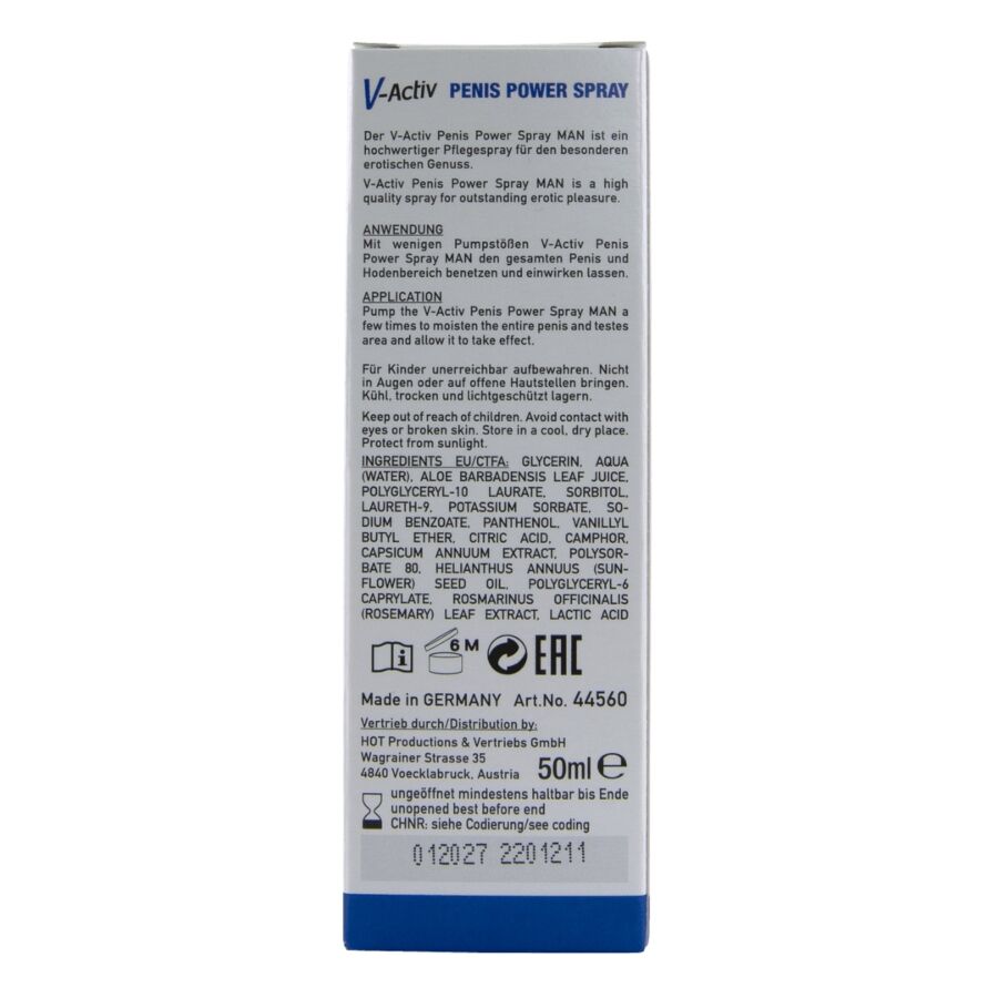 HOT - V-ACTIV PENIS POWER SPRAY PER UOMO 50 ML - HOT | Lingerie Harness Boutique