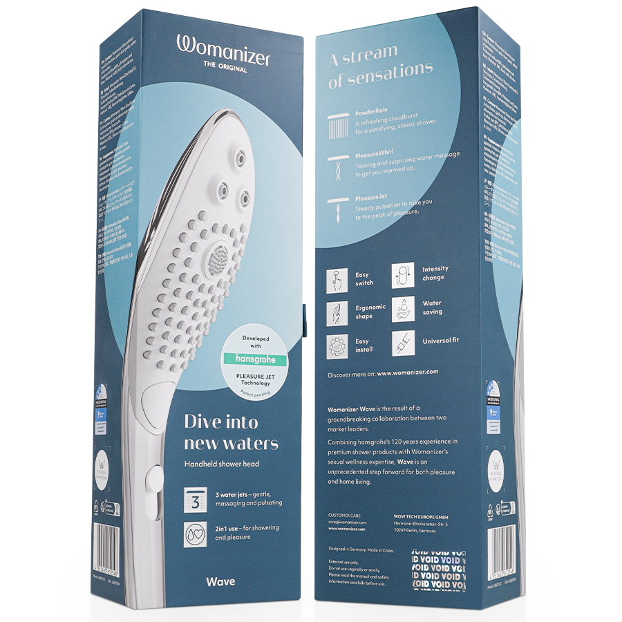 WOMANIZER - SOFFIONE DOCCIA STIMOLANTE CLITORIDEO WAVE CROMATO - WOMANIZER | Lingerie Harness Boutique