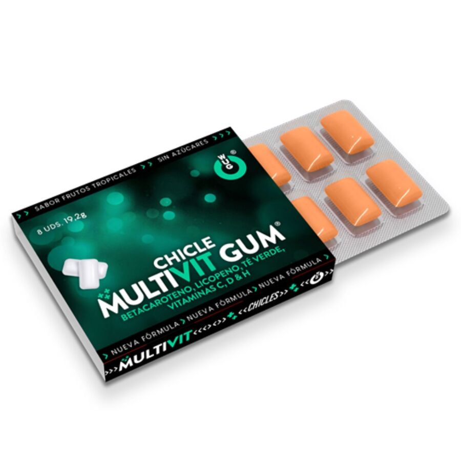 WUG GUM - MULTIVIT VITAMINA C, H, D, BETA-CAROTENE, LICOPENE E TÈ VERDE 1 X 8 UNITÀ - WUG GUM | Lingerie Harness Boutique