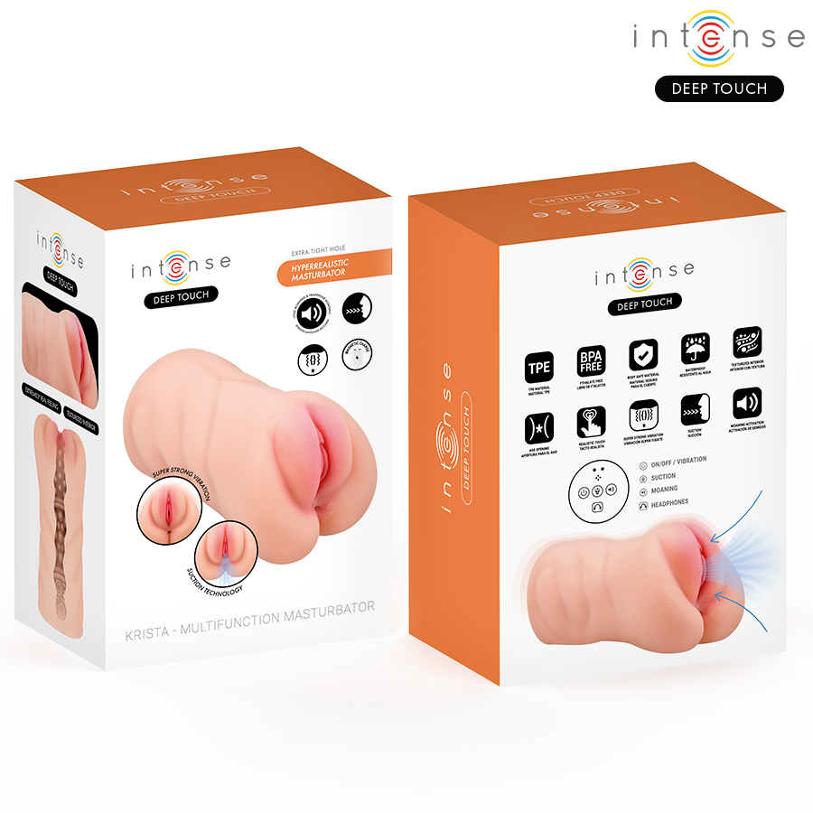 INTENSE DEEP TOUCH - MASTURBATORE AGINALE KRISTA CON ASPIRAZIONE, VIBRAZIONE ED EFFETTO VOCALE 1,2 KG - INTENSE BODIES & MASTURBATORS | Lingerie Harness Boutique