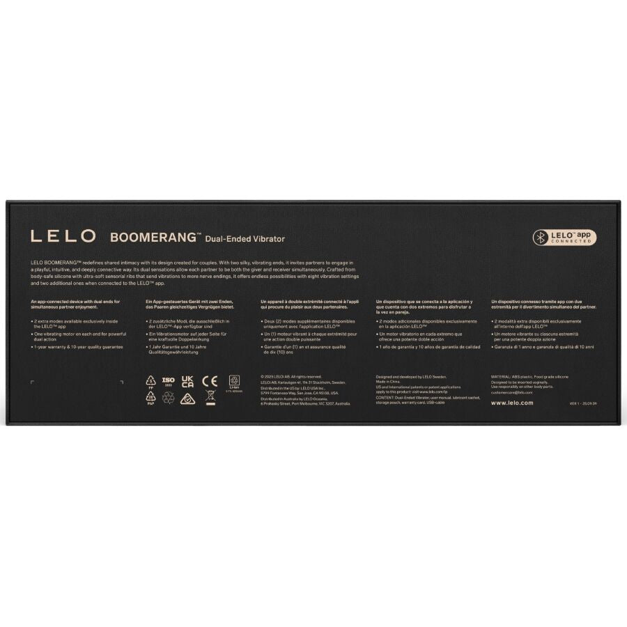 LELO - BOOMERANG VIBRATORE A DOPPIA ESTREMITÀ VIOLA - LELO | Lingerie Harness Boutique