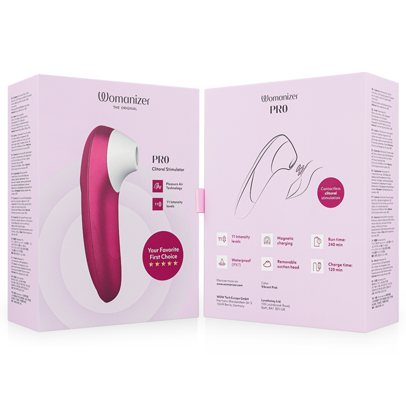 WOMANIZER - STIMOLATORE CLITORIDEO PRO VIBRANTE ROSA - WOMANIZER | Lingerie Harness Boutique