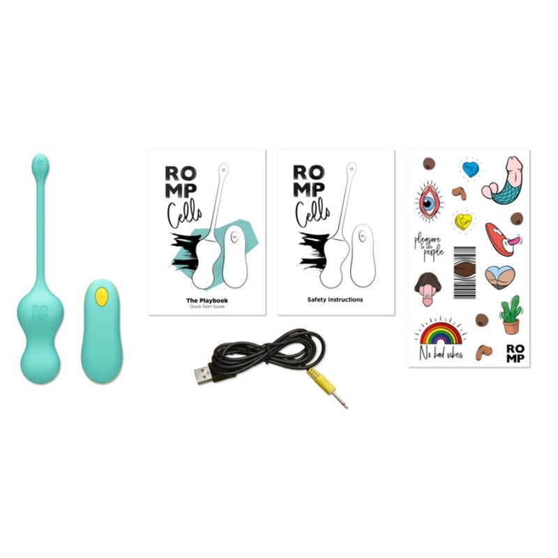 ROMP - CELLO VIBRATORE MULTIFUNZIONE A UOVO TURCHESE CON TELECOMANDO - ROMP | Lingerie Harness Boutique