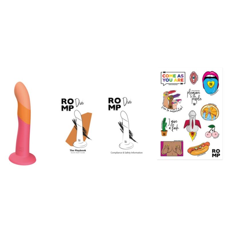 ROMP - DIZI DILDO IN SILICONE CON VENTOSA TRICOLORE 18 CM - ROMP | Lingerie Harness Boutique