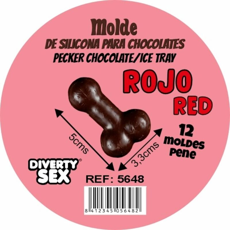 DIABLO PICANTE - STAMPO PER CIOCCOLATO CON 12 PENI IN SILICONE DA APPENDERE ROSSO - DIABLO PICANTE | Lingerie Harness Boutique