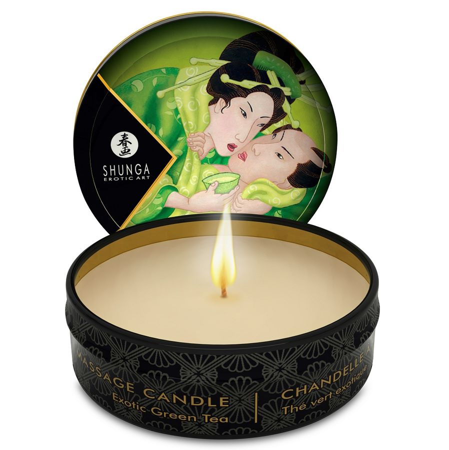 SHUNGA - MINI CARESS BY CANDELIGHT CANDELA DA MASSAGGIO T VERDE 30 ML - SHUNGA CANDLES | Lingerie Harness Boutique