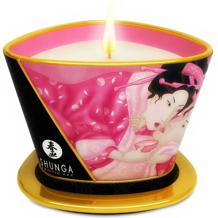 SHUNGA - MINI CARESS BY CANDELIGHT CANDELA DA MASSAGGIO AFRODISIACA ALLE ROSE 170 ML - SHUNGA CANDLES | Lingerie Harness Boutique