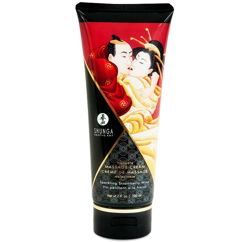 SHUNGA - CREMA DA MASSAGGIO FRAGOLA E CAVA 200 ML - SHUNGA MASSAGE CREAM | Lingerie Harness Boutique