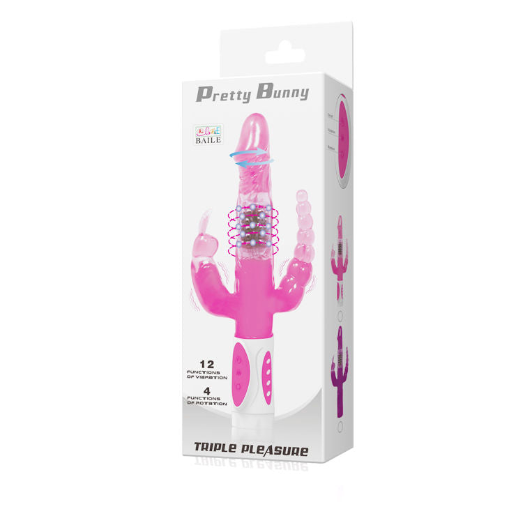 BAILE - PRETTY BUNNY TRIPLO VIBRATORE ROTATORE - BAILE ROTATIONS | Lingerie Harness Boutique