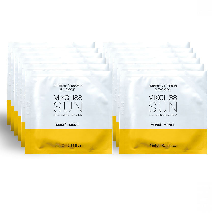 MIXGLISS - LUBRIFICANTE A BASE SILICONE AROMA MONOI 12 MONODOSE 4ML - MIXGLISS | Lingerie Harness Boutique