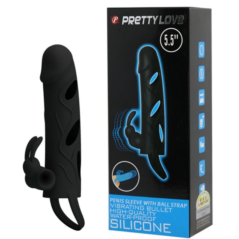 PRETTY LOVE - COPERTURA IN SILICONE CON VIBRAZIONE 14 CM 1.0 - PRETTY LOVE MALE | Lingerie Harness Boutique