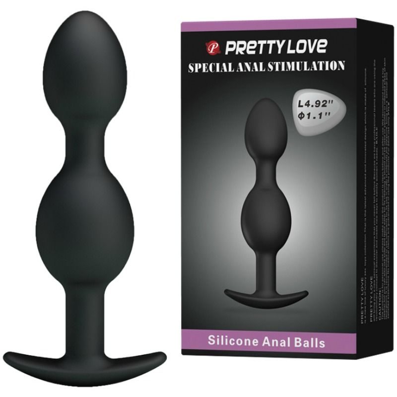 PRETTY LOVE - SFERE ANALI IN SILICONE 12.5 CM NERE - PRETTY LOVE BOTTOM | Lingerie Harness Boutique