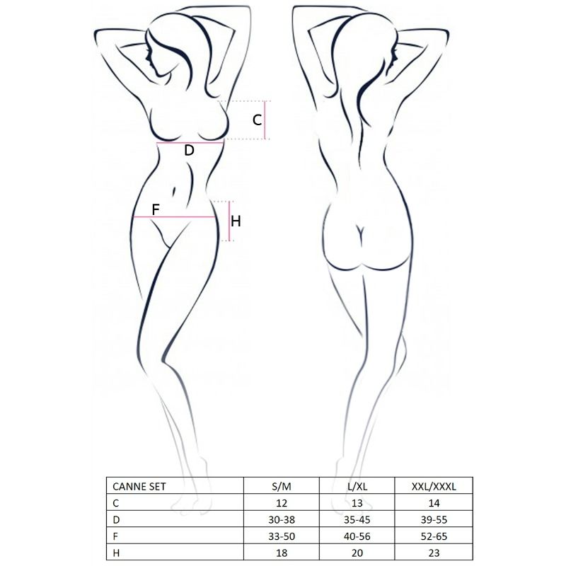 PASSION - SET CANNE DONNA NERO TAGLIA L/XL - PASSION WOMAN SETS | Lingerie Harness Boutique