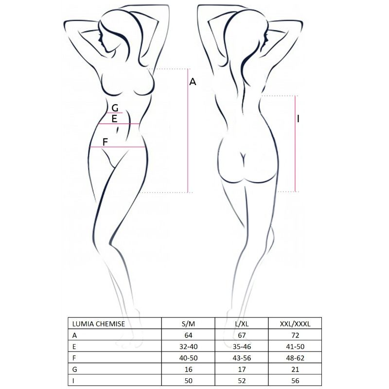 PASSION - DONNA CHEMISE LUMIA NERA TAGLIA L/XL - PASSION WOMAN CHEMISE | Lingerie Harness Boutique